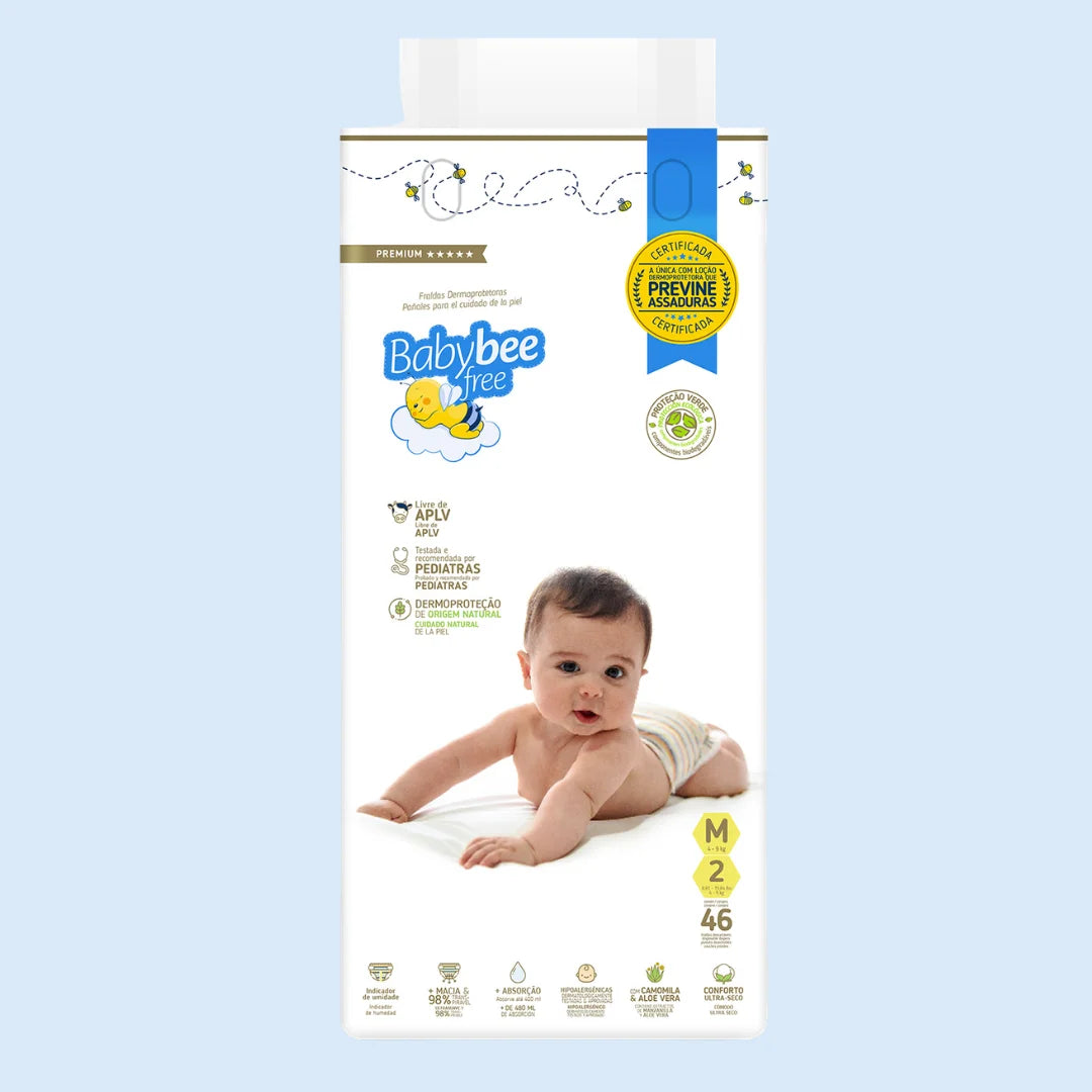 Fralda Dermoprotetora Premium Antiassadura: Pele Sensível | Baby Bee Free