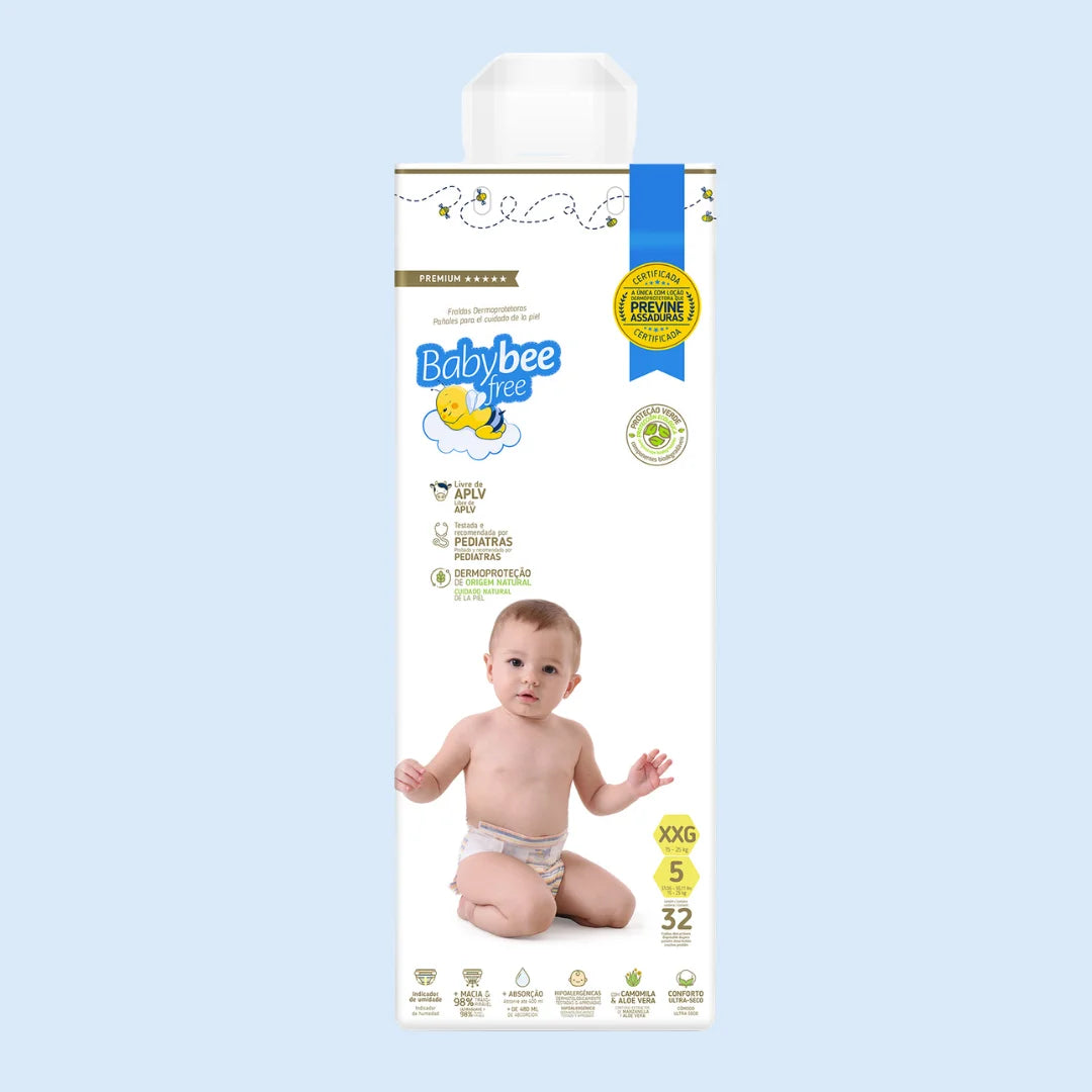 Fralda Dermoprotetora Premium Antiassadura: Pele Sensível | Baby Bee Free
