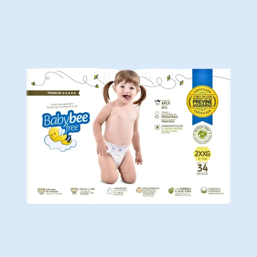 Fralda Dermoprotetora Premium Antiassadura: Pele Sensível | Baby Bee Free