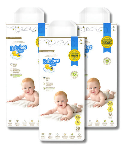 Kit 3 Pacotes Fralda Dermoprotetora Premiun | Baby Bee Free