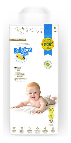 Kit 4 Pacotes Fraldas Bebê Pele Sensível Premium Baby Bee