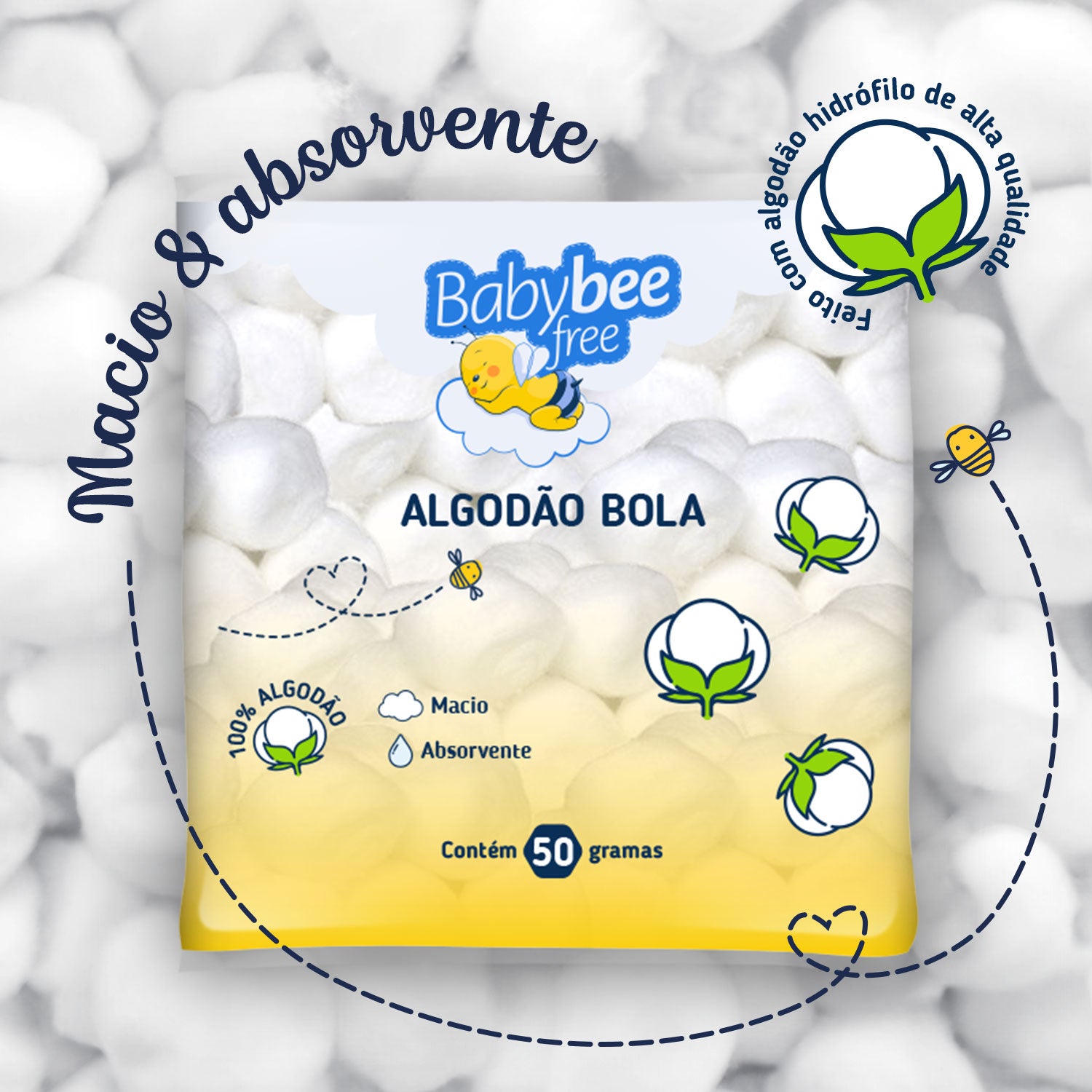 Algodão Bola | Baby Bee Free