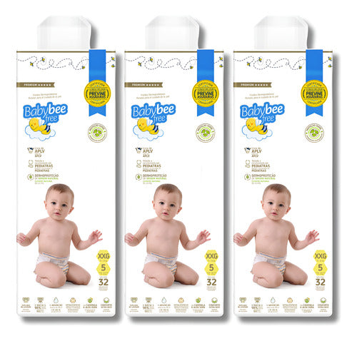 Kit 3 Pacotes Fralda Dermoprotetora Premiun | Baby Bee Free