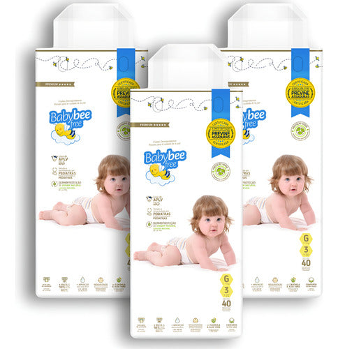 Kit 3 Pacotes Fralda Dermoprotetora Premiun | Baby Bee Free